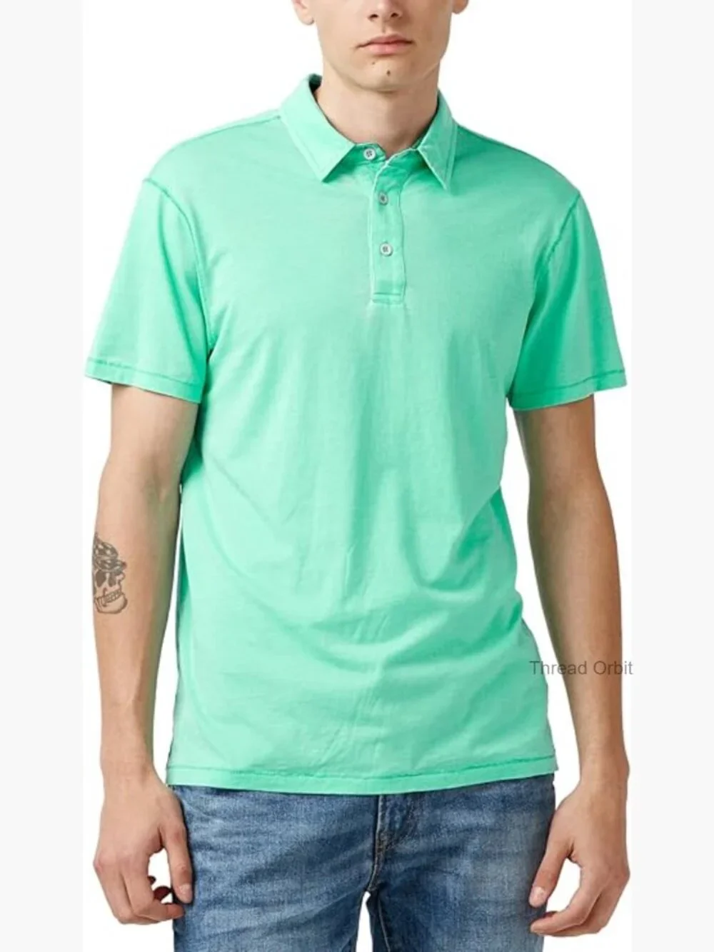 Men's Short Sleeve Knit Polo Shirt Henley Neck Casual Golf